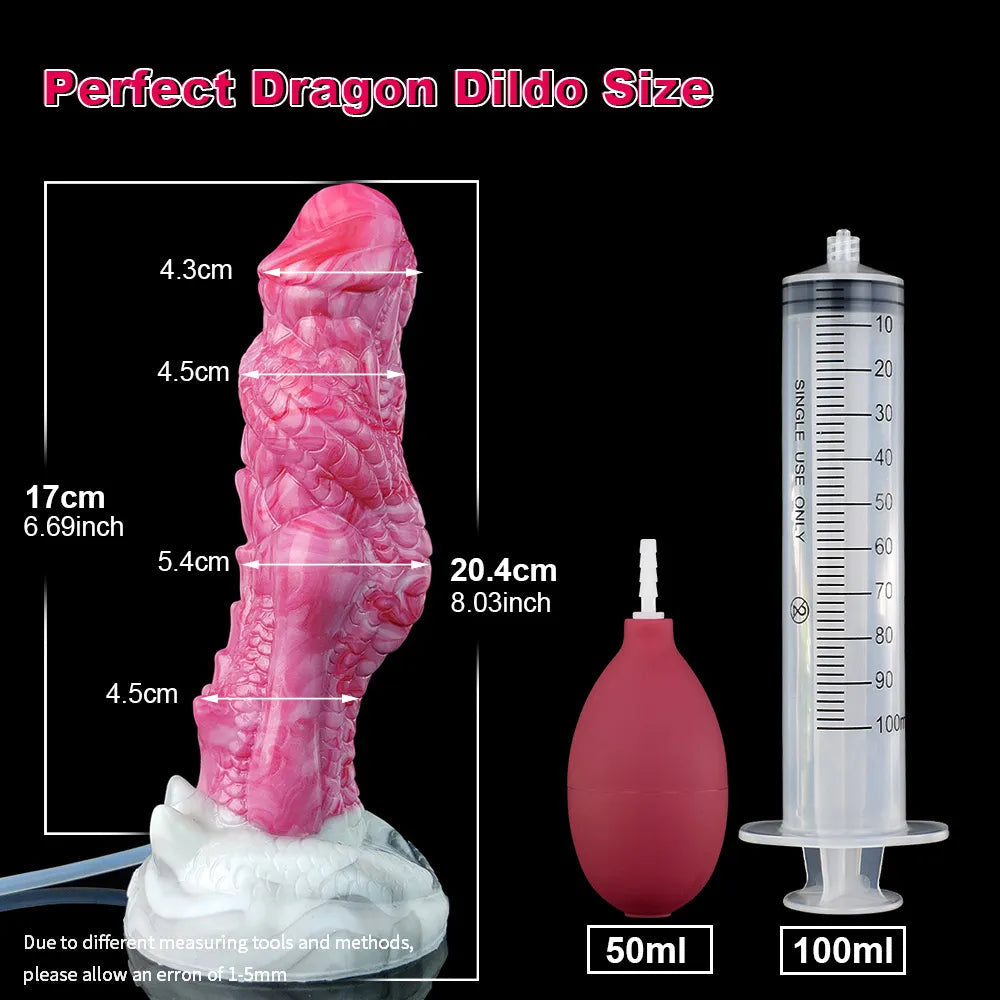 🐲 8-Inch Eragon, Ejaculating Dragon Dildo with Curved Knot