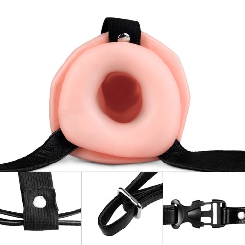 6.5 inches Vibration Unisex hollow Strap on Dildo