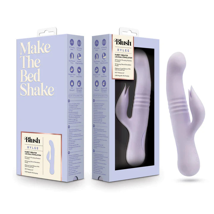 Blush Rylee 9.25 Inch G Spot Clitoral Dual Stimulation Rabbit Vibrator