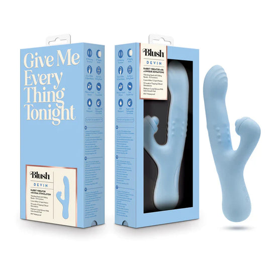 Blush Devin 9.25 Inch G Spot Clitoral Dual Stimulation Rabbit Vibrator