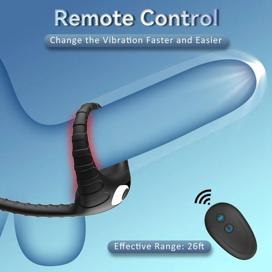 Cock Ring With Anal Beads Wireless Control