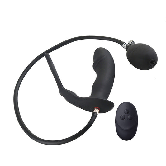 Inflatable vibrating Anus Butt plug with double ring for Men