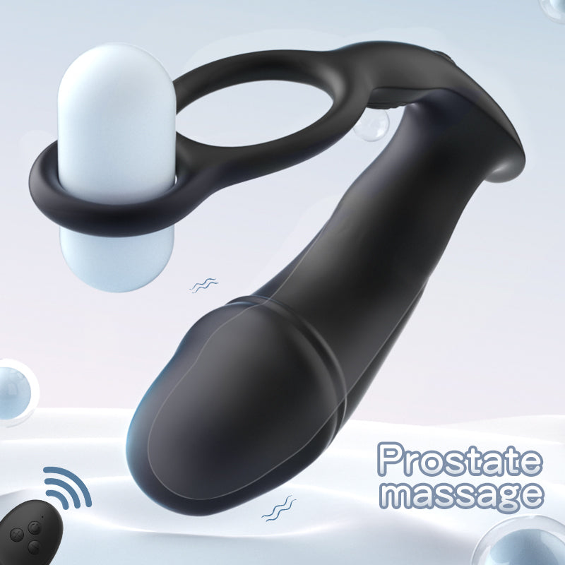 Inflatable vibrating Anus Butt plug with double ring for Men