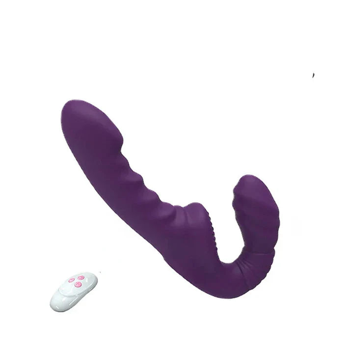 Strapless Strap On Remote Control Double End Dildo Vibrator