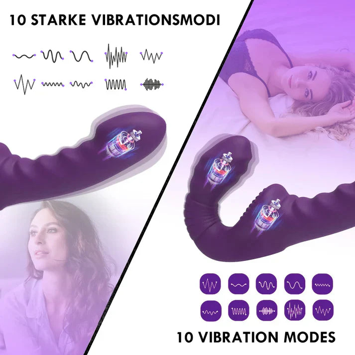 Strapless Strap On Remote Control Double End Dildo Vibrator