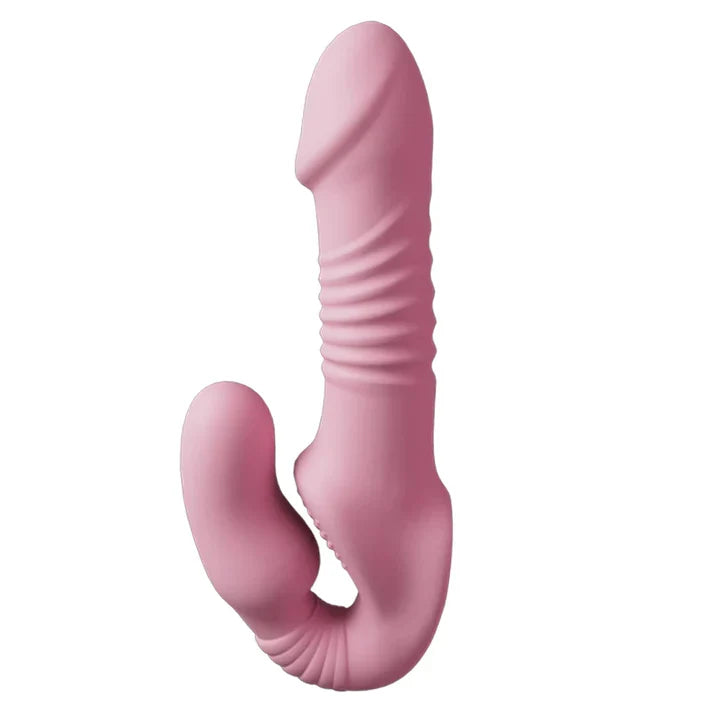 Strapless Strap On Remote Control Thrusting Dildo Vibrator