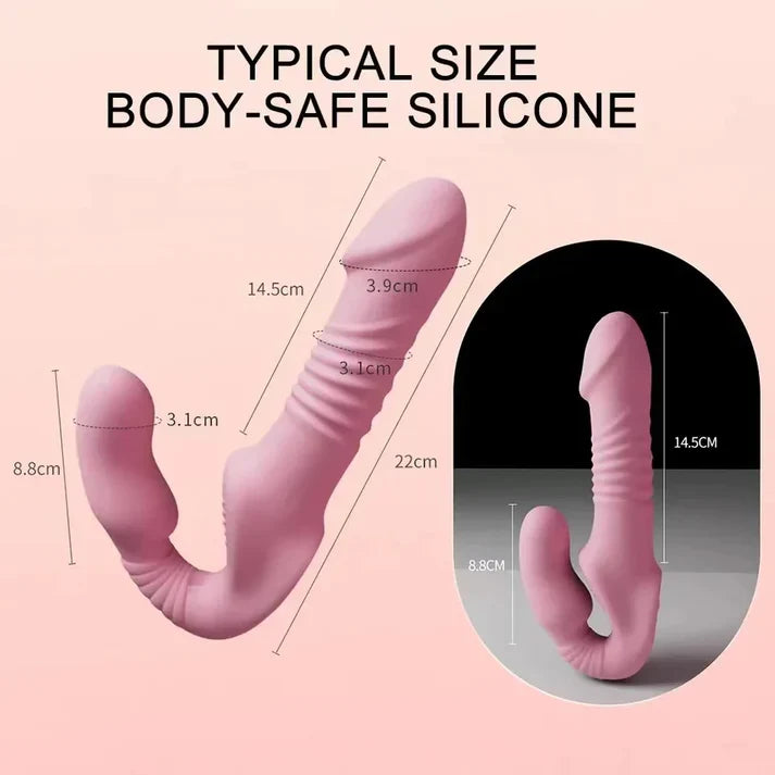 Strapless Strap On Remote Control Thrusting Dildo Vibrator