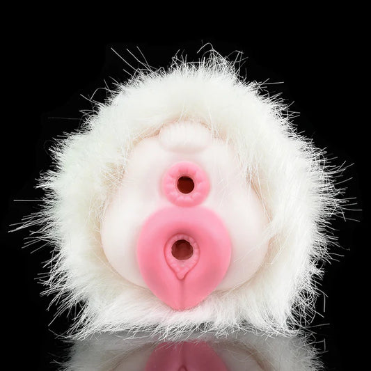 White Furry Kitty - Animal Vaginal Sex Toy for Men