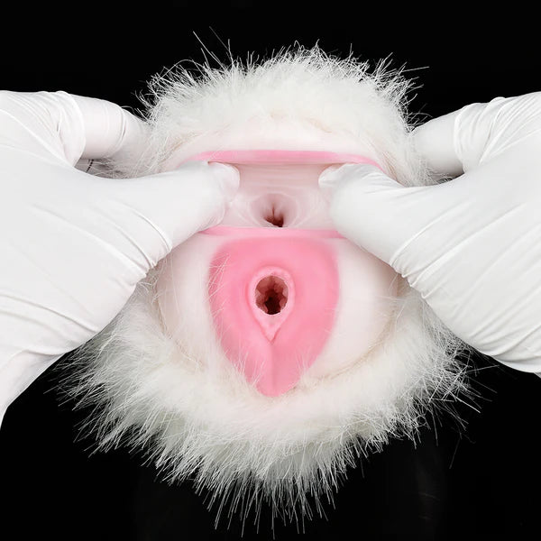 White Furry Kitty - Animal Vaginal Sex Toy for Men