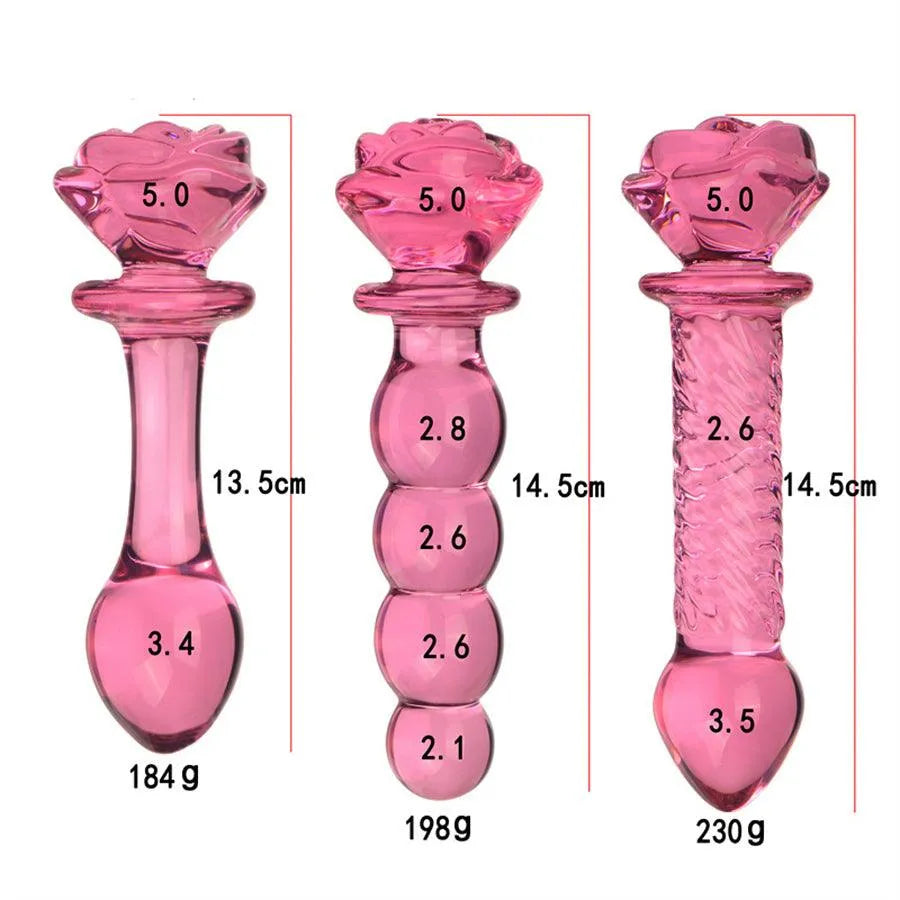 Xinghaoya Rose Flower Glass Butt Plugs Dildo